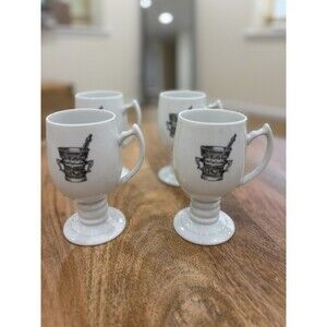 Six (6) Vintage Apothecary RX Pedestal Mugs Halloween Goth